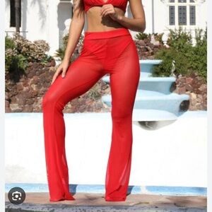 Alessandro Legora Italy High Waist Semi Sheer Bell Bottom Boho Festival Pants XS